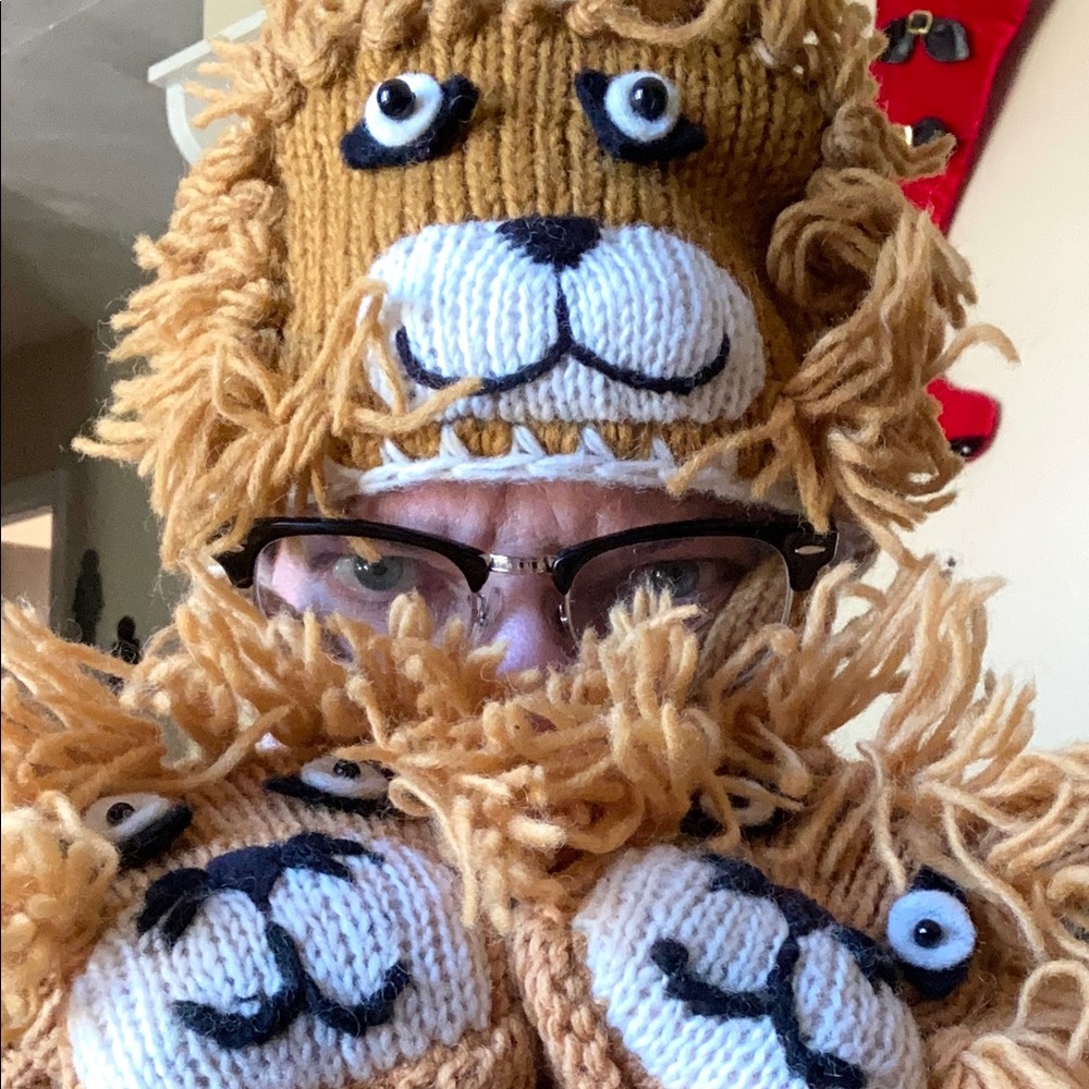 Lion mittens and Headband/ear warmer. Made in Nepal.